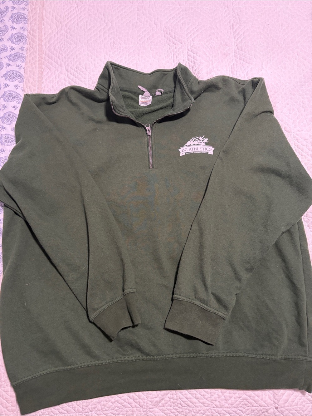Men's Olive Green Quarter-Zip Sweatshirt